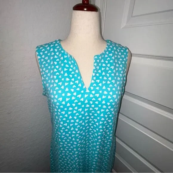 Lulu-B Heart Print Sleeveless Tunic Swing A-Line Dress - Picture 2 of 11